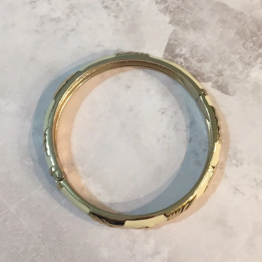 Sequin enamel shell bracelet vintage signed bracelet hinged